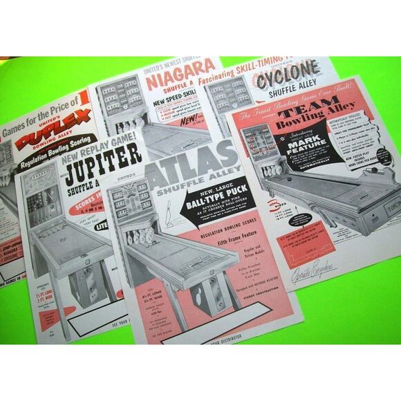 Arcade Game Flyers Rifle Basketball Hockey Bowling Alley 1950s Coin-Op Amusement - Picture 1 of 1